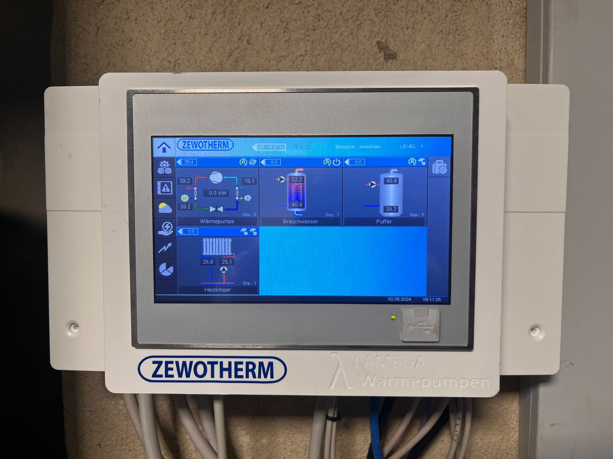 Display zur Heizungsanlage