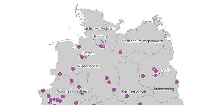 Die Karte zeigt die räumliche Verteilung aller berichtspflichtigen PRTR-Betriebe der Metallindustrie im Jahr 2024.