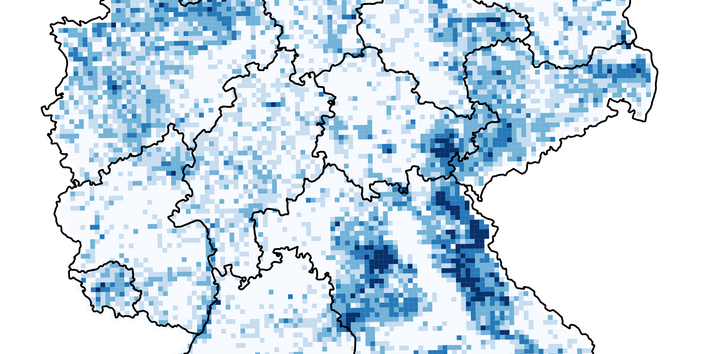 Deutschlandkarte mit eingezeichneten Kleingewässern
