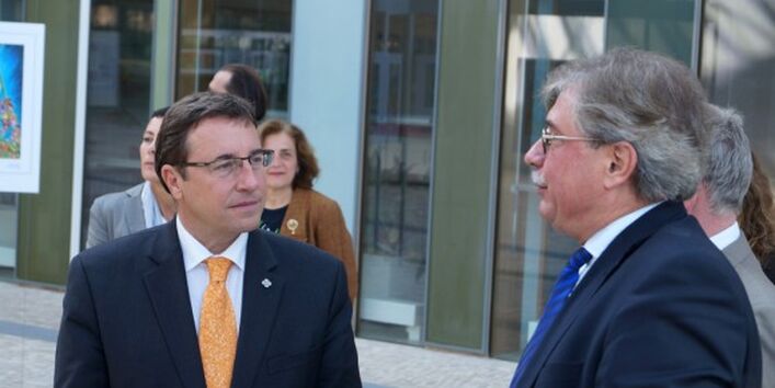 Der Gast im Gespräch mit UBA-Vizepräsident Thomas Holzmann.