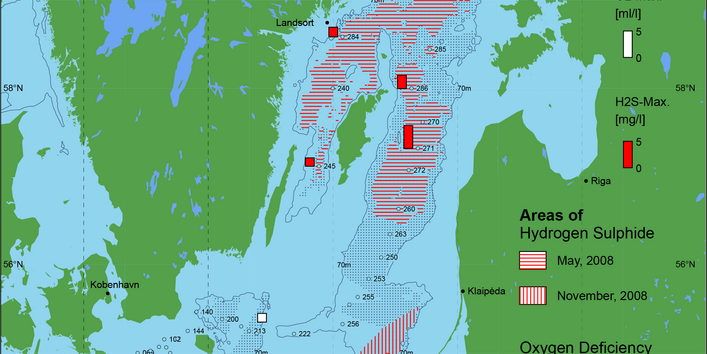 Sauerstoffarme und sauerstofffreie Gebiete in der Ostsee - 2008