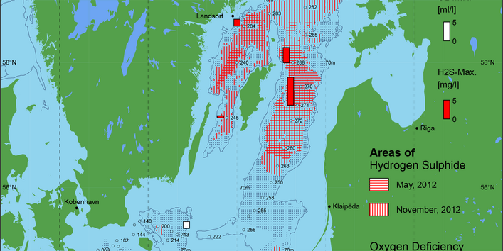 Sauerstoffarme und sauerstofffreie Gebiete in der Ostsee - 2012