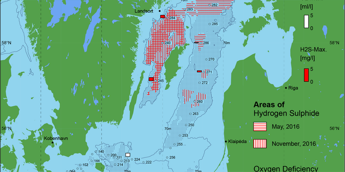 Sauerstoffarme und sauerstofffreie Gebiete in der Ostsee - 2016