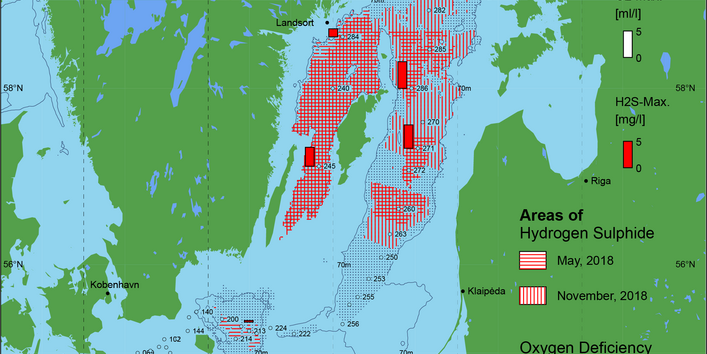 Sauerstoffarme und sauerstofffreie Gebiete in der Ostsee - 2018
