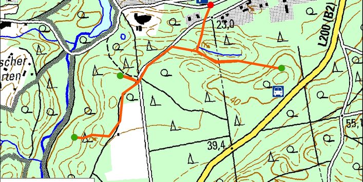 Kartendarstellung des Waldbodenlehrpfades Eberswalde
