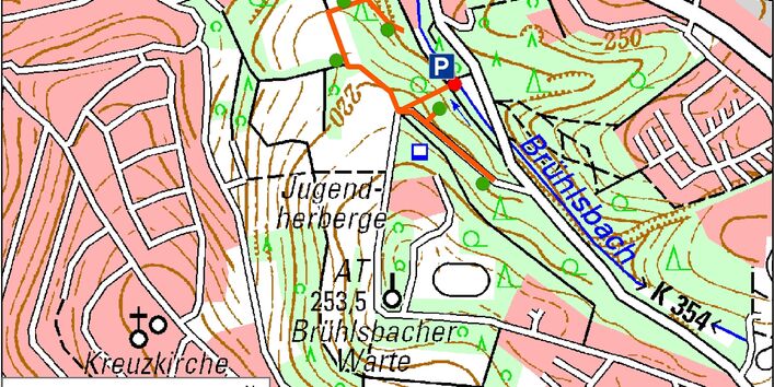 Kartendarstellung des Bodenerlebnispfades "Tatort Boden"