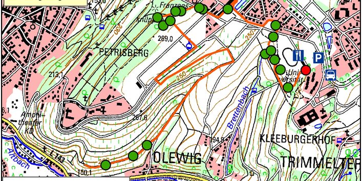 Kartendarstellung des Naturerlebnispfades Petrisberg