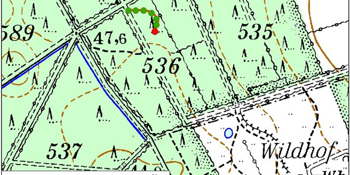 Kartendarstellung des Bodenerlebnispfades Trappenkamp