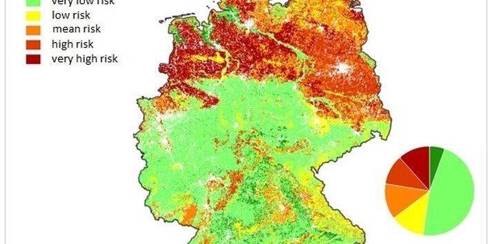 Figure 1: Natural soil loss risk due to wind erosion in Germany. 