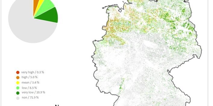 Figure 4: Crop-related soil erosion risk due to wind on arable land in 2019. 