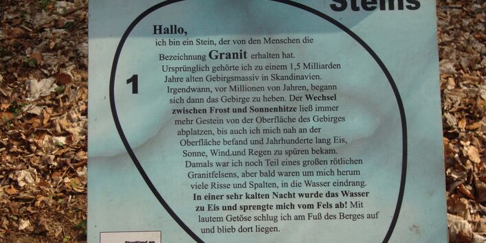 Informationstafel "Aus dem Leben eines Steins"