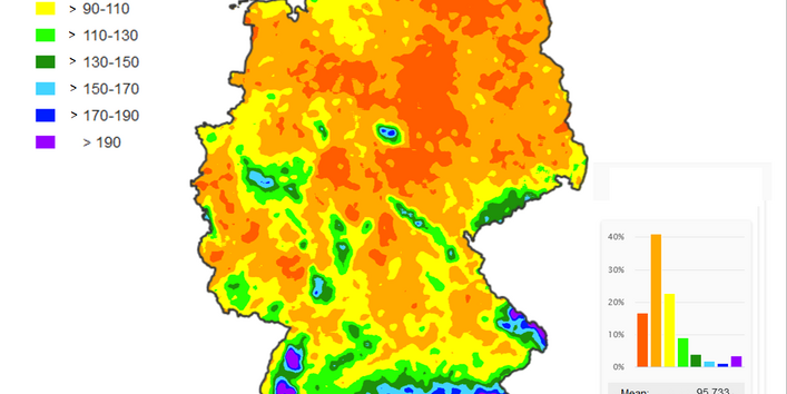 Rainfall erosivity factor (R-factor) of the Universal Soil Loss Equation (USLE) according to Auerswald et al. 2019 and Fischer et al. 2019. 