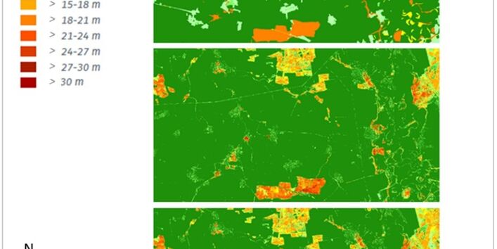 Figure 2: Heights of wind barriers in comparison with different with different methods of derivation, example area.