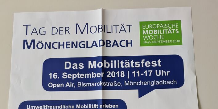 Poster zum Mobilitätsfest während der EMW in Mönchengladbach (mit vielen Unterstützern)