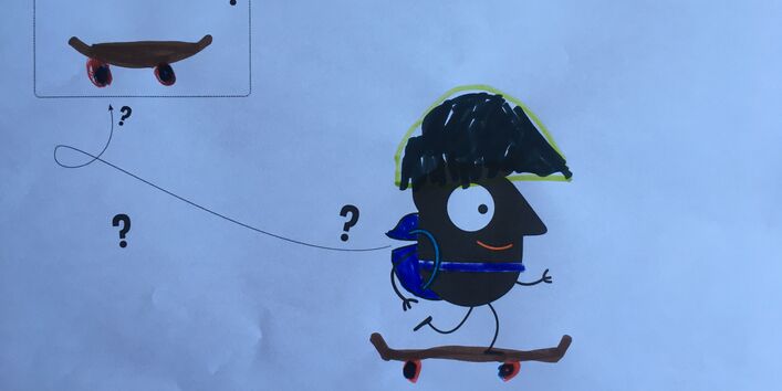 Edgar fährt Skateboard