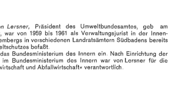1. Präsident des Umweltbundesamtes Dr. v. Lersner
