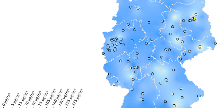Tagesmittel der Feinstaubkonzentration (PM10) - Neujahr 2024