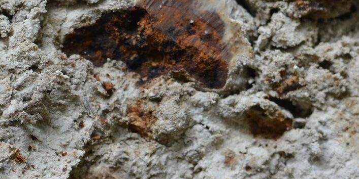 Eisen und Mangananreicherungen in einer Bodenschicht