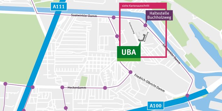 Map of the German Environment Agency's temporary offices in City Campus Berlin (Buchholzweg)
