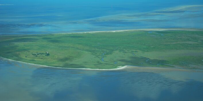 Luftbild der Insel Mellum