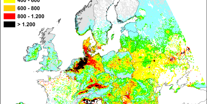 you can see the map of the EU with exceedances of CL for eutrophication 2023