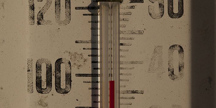 Ein Thermometer, das 37 Grad Celcius anzeigt.