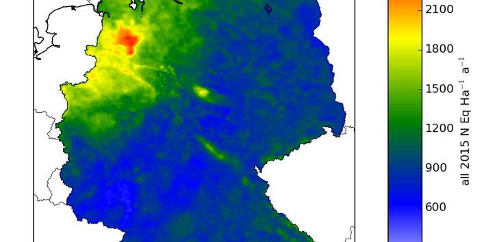 Räumliche Verteilung der Deposition von Gesamtstickstoff