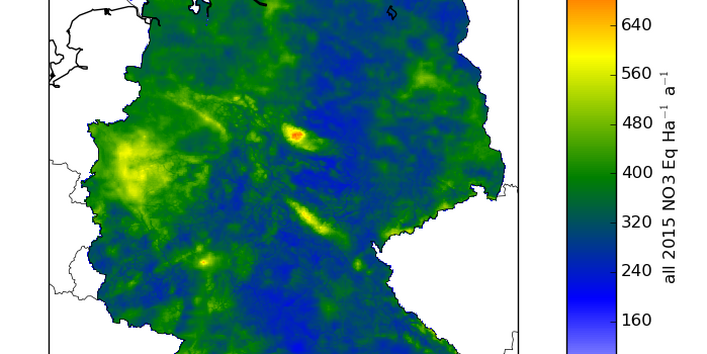 Räumliche Verteilung der Deposition von oxidiertem Stickstoff
