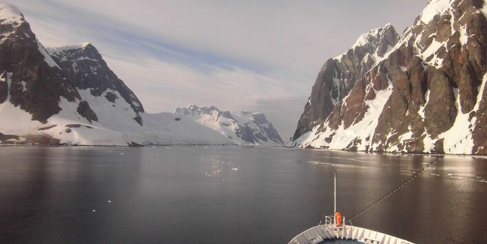The Lemaire Channel is about 6 kilometres long and just 720 metres wide at its narrowest point. 