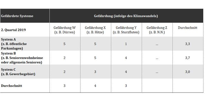 Exemplarischer Aufbau einer Screening-Matrix