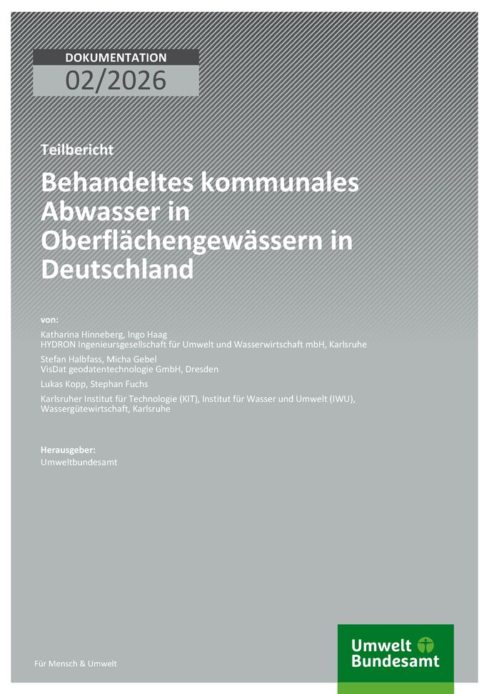 Cover des Berichts "Behandeltes kommunales Abwasser in Oberflächengewässern in Deutschland"