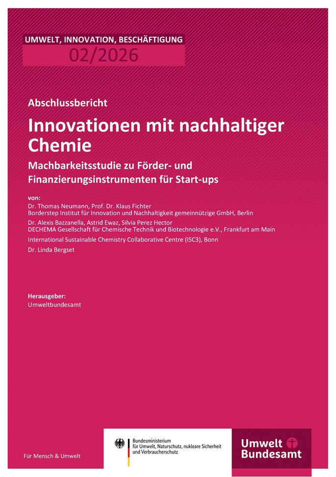 Cover des Berichts "Innovationen mit nachhaltiger Chemie"