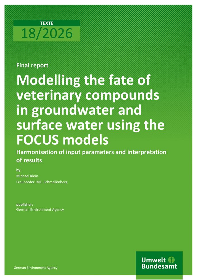 Cover of report "Modelling the fate of veterinary compounds in groundwater and surface water using the FOCUS models"