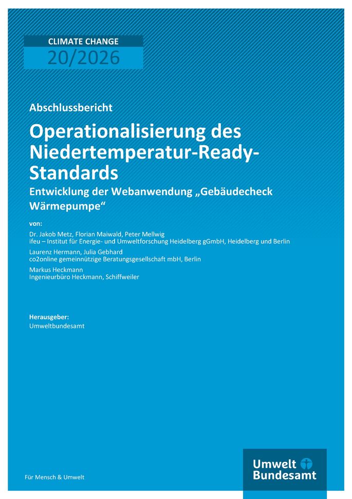 Cover des Berichts "Operationalisierung des Niedertemperatur-Ready-Standards"