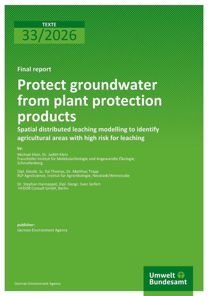 Cover des Berichts "Protect groundwater from plant protection products"