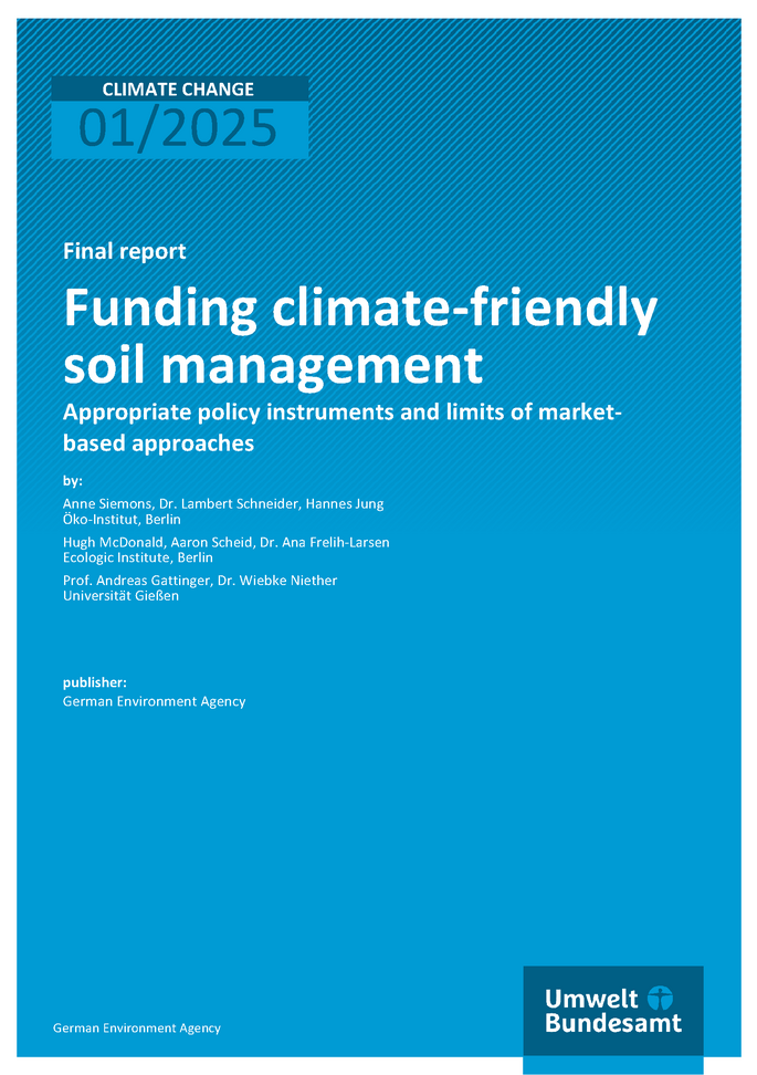Cover of report "Funding climate-friendly soil management"
