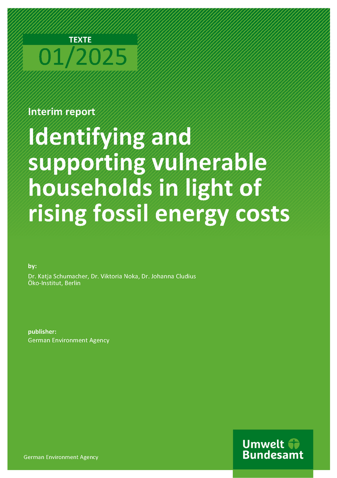 Cover of report "Identifying and supporting vulnerable households in light of rising fossil energy costs"
