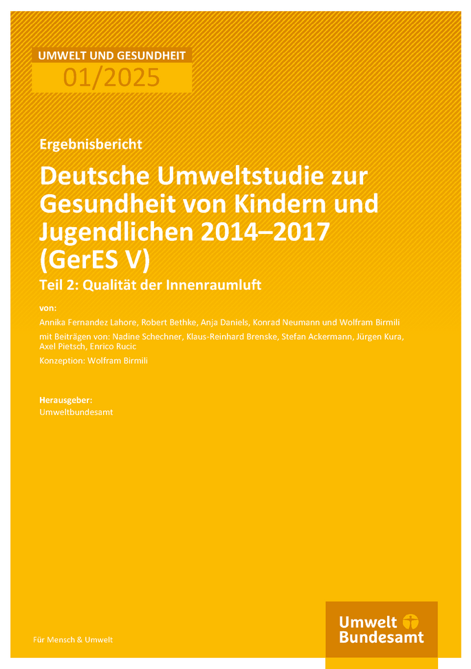 Cover des Berichts "Deutsche Umweltstudie zur Gesundheit von Kindern und Jugendlichen 2014–2017 (GerES V)"