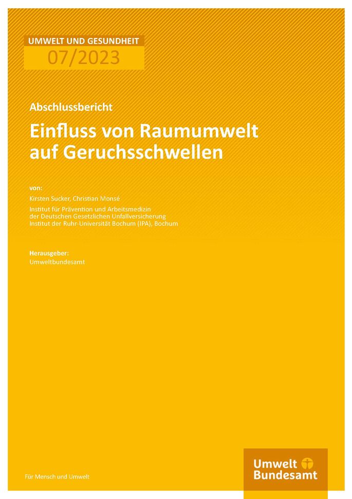 Cover des Berichts "Einfluss von Raumumwelt auf Geruchsschwellen"