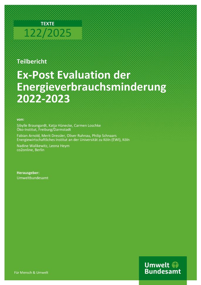 Cover des Berichts "Ex-Post Evaluation der Energieverbrauchsminderung 2022-2023"