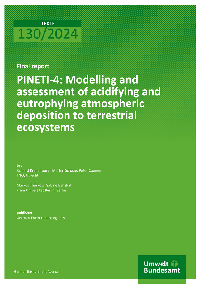Cover of report "PINETI-4: Modelling and assessment of acidifying and eutrophying atmospheric deposition to terrestrial ecosystems"	