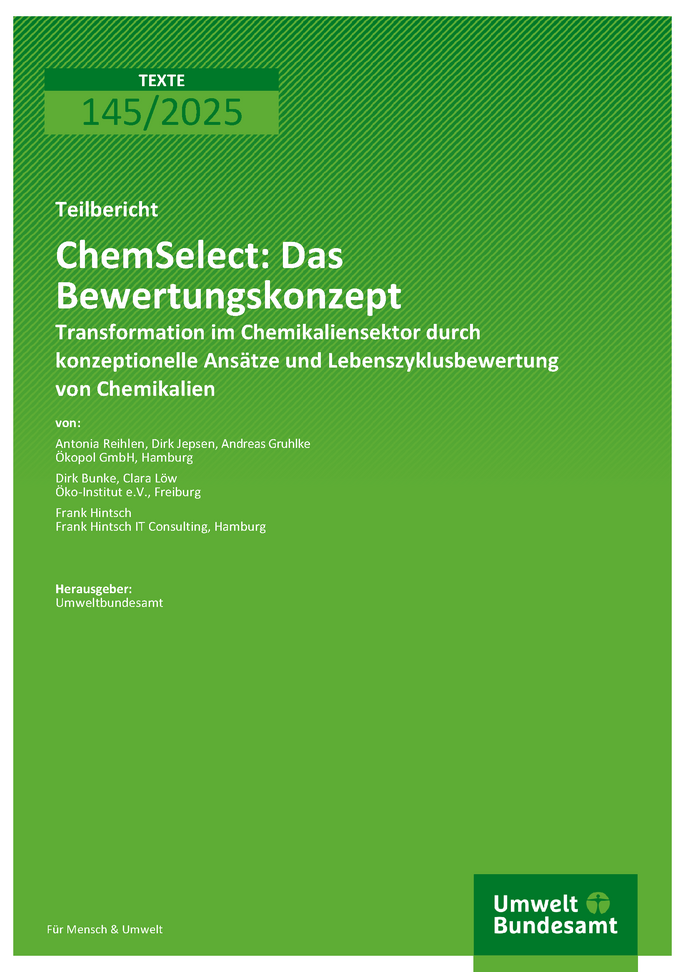 Cover des Berichts "ChemSelect: Das Bewertungskonzept"
