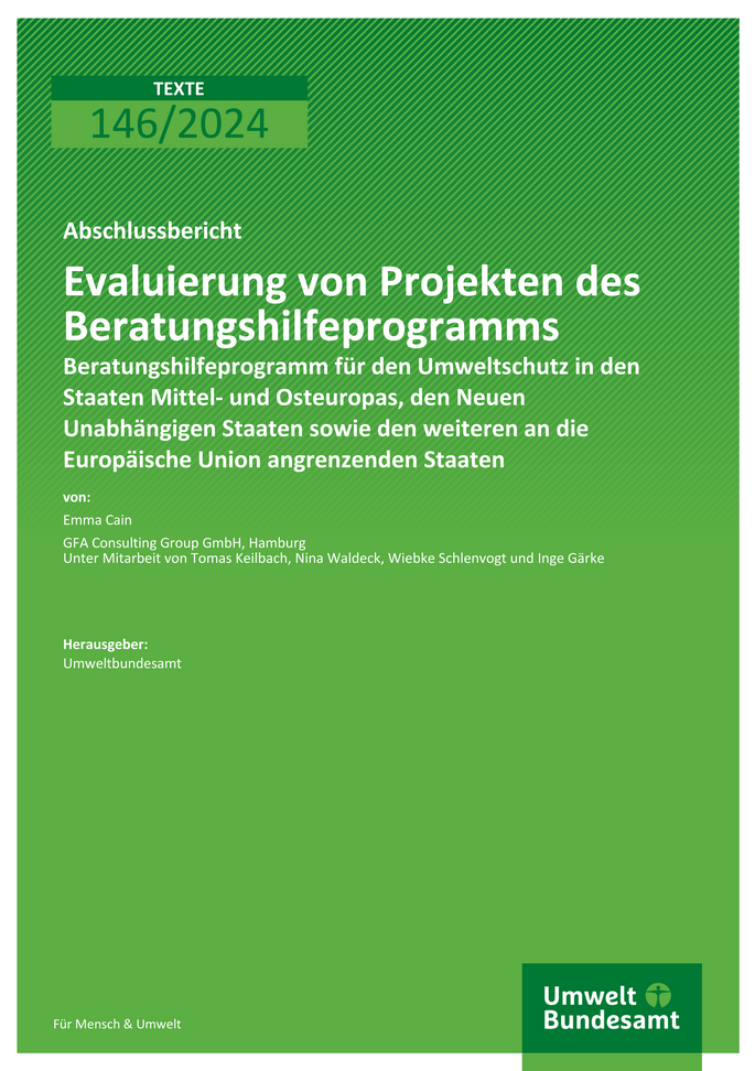 Cover des Berichts "Evaluierung von Projekten des Beratungshilfeprogramms"