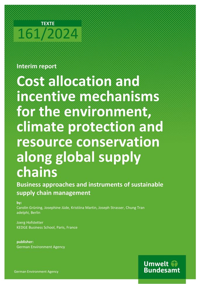 Cover des Berichts "Cost allocation and incentive mechanisms for environmental, climate protection and resource conservation along global supply chains""