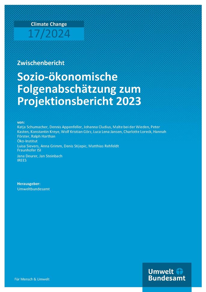 Cover des Berichts "Sozio-ökonomische Folgenabschätzung zum Projektionsbericht 2023"