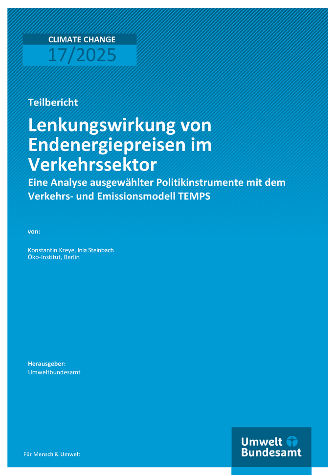 Cover des Berichts "Lenkungswirkung von Endenergiepreisen im Verkehrssektor"
