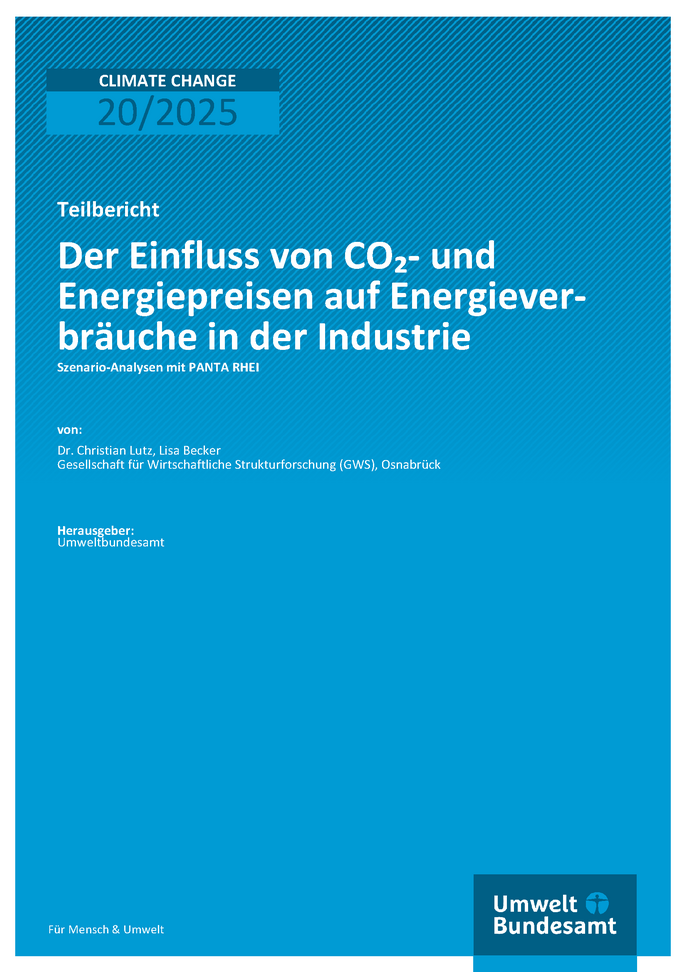 Cover des Berichts "Der Einfluss von CO₂- und Energiepreisen auf Energieverbräuche in der Industrie"
