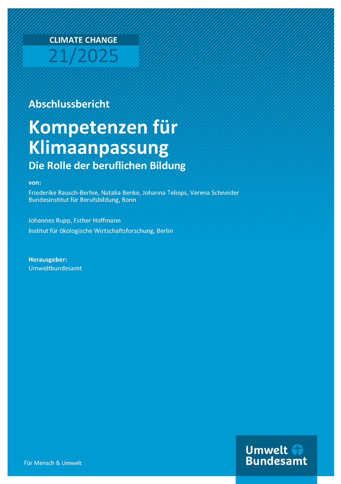 Cover des Berichts "Kompetenzen für Klimaanpassung"