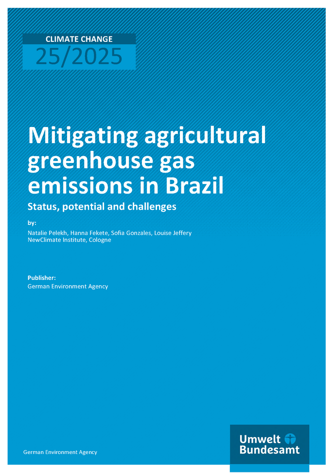 Cover of report "Mitigating agricultural greenhouse gas emissions in Brazil"