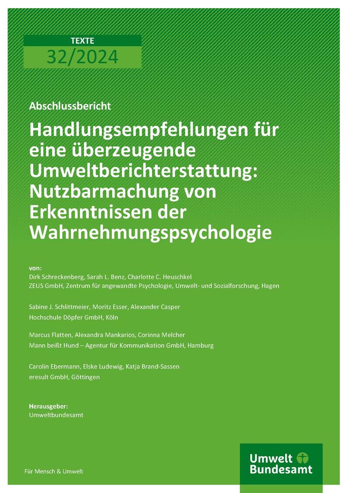 Cover des Berichts "Handlungsempfehlungen für eine überzeugende Umweltberichterstattung"